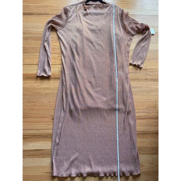 Leith Champagne Gold Long Sleeve Sheer Midi Dress Size 1X NWT Party Holiday NYE - Picture 16 of 16